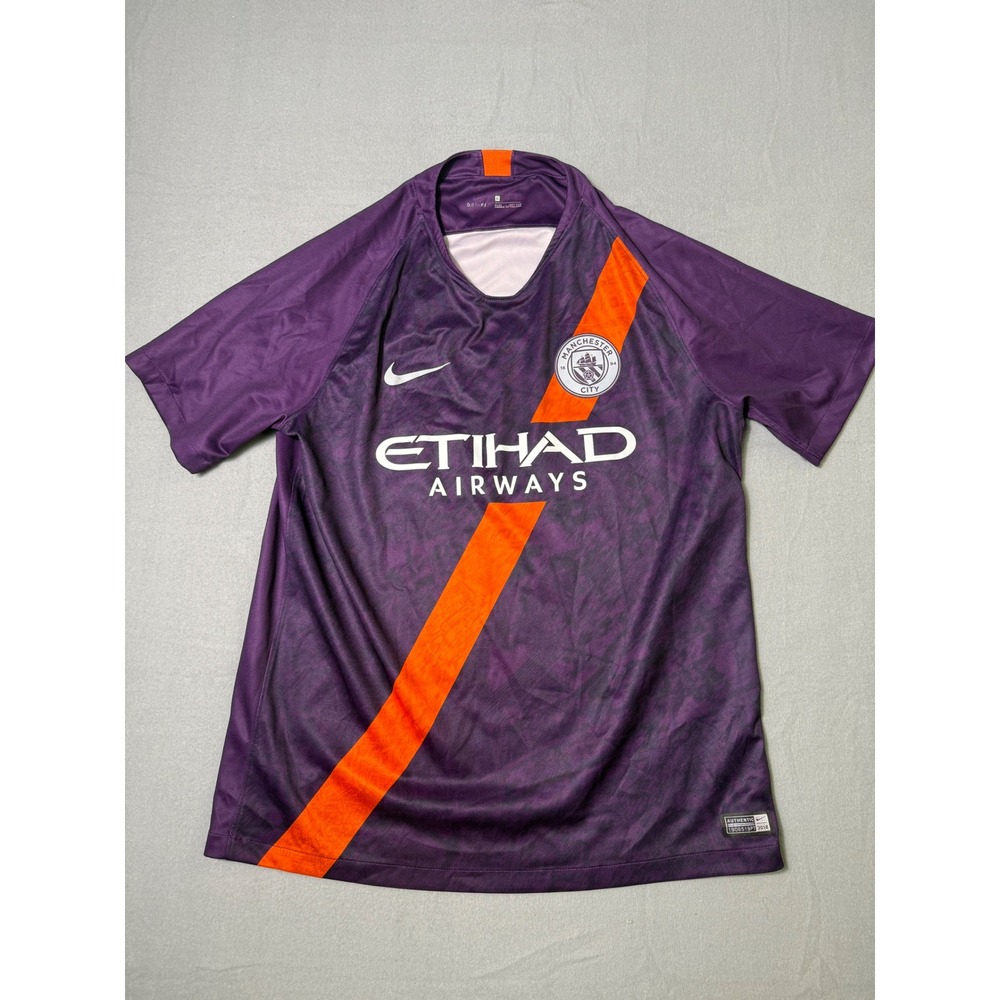 Nike Manchester City Away Jersey Mens L Purple Orange Soccer Top 919001-538